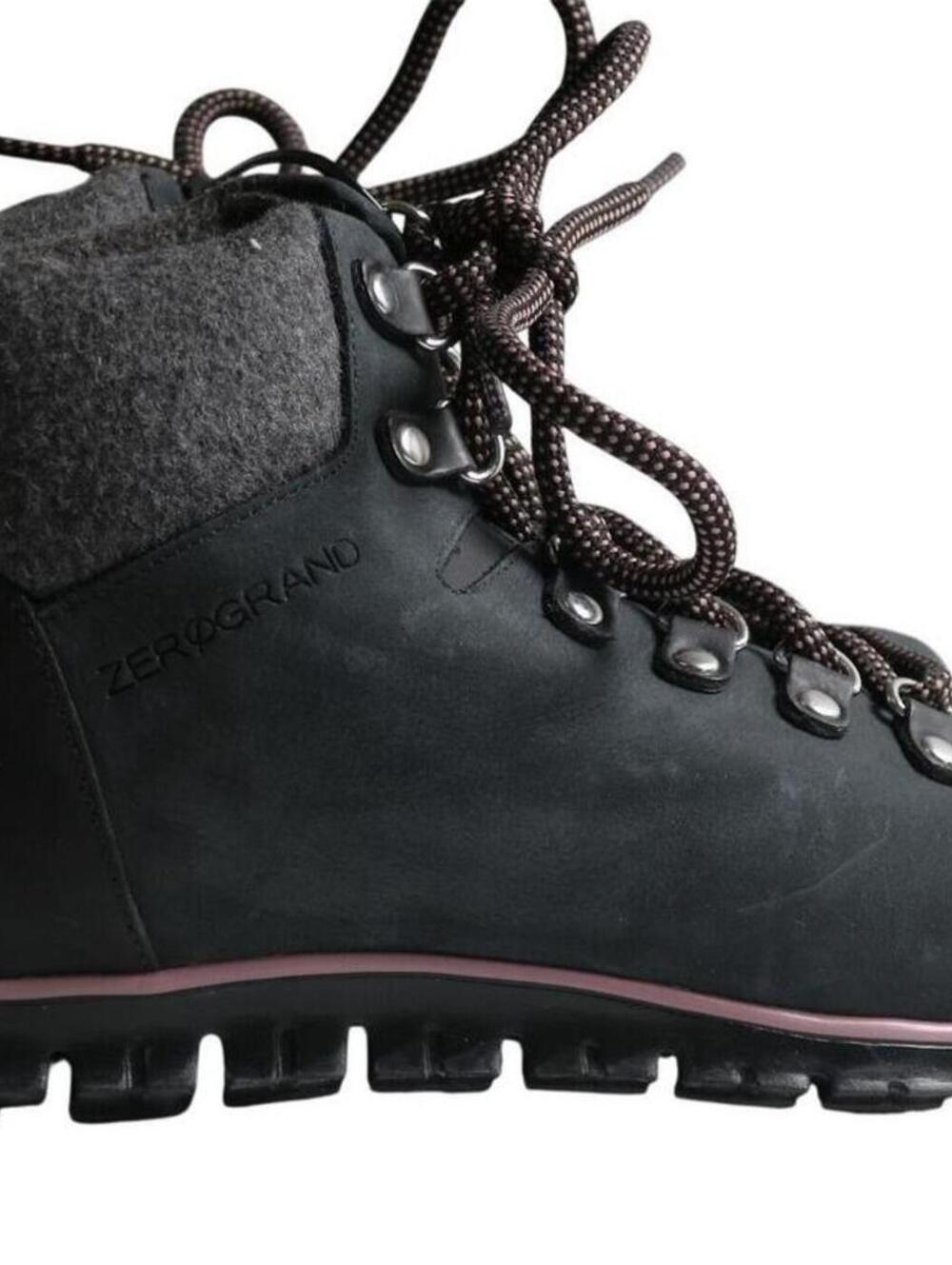 Cole Haan Zerogrand Waterproof Black Leather and Manmade Hiking Boots Size 7B
